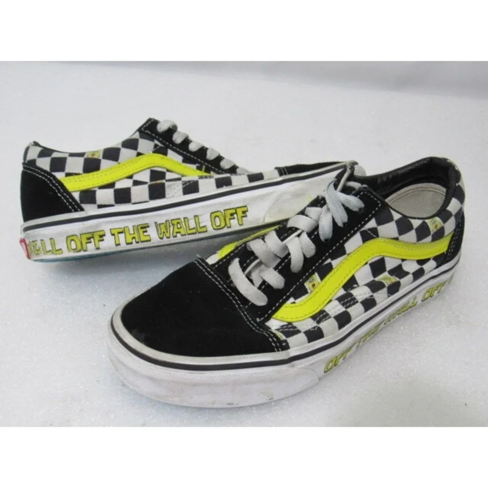 VANS Off The Wall Shoes Sponge Bob Square Pants Black‎ Checker Sneakers Sz 7